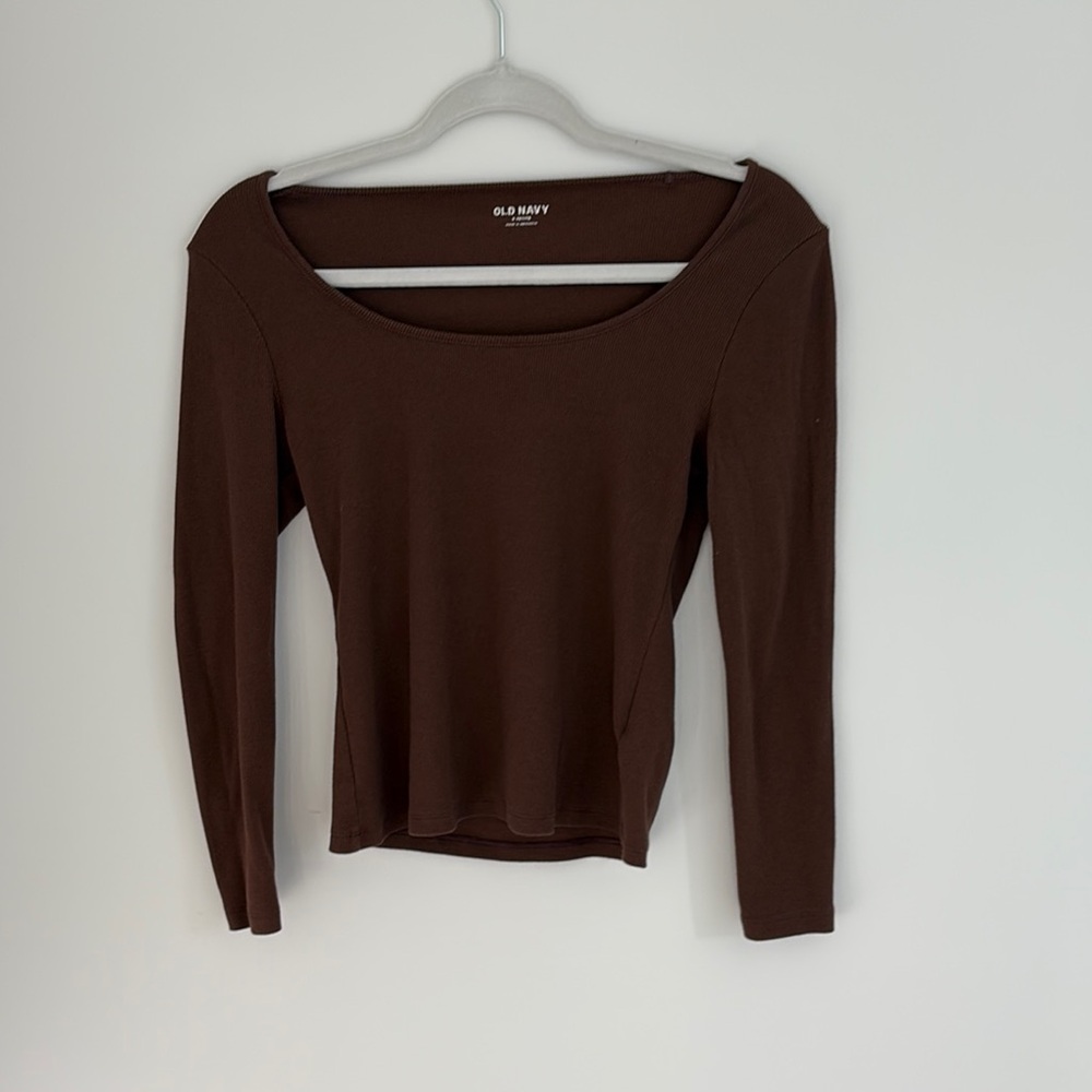 Old Navy Brown Fitted Blouse